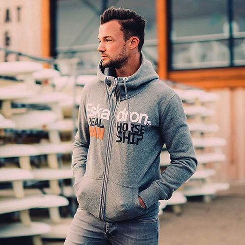 Męska bluza jeździecka z kapturem ESKADRON Hinz Grey Melange / 835917477
