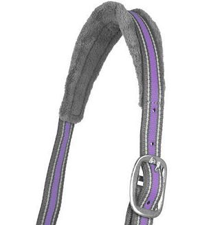 Kantar taśmowy z uwiązem Y Calipso podszyty futerkiem, popiel-lawenda / 0329 - 2