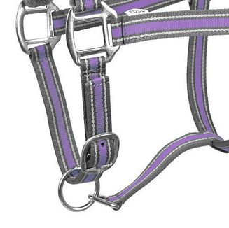 Kantar taśmowy z uwiązem Y Calipso podszyty futerkiem, popiel-lawenda / 0329 - 4