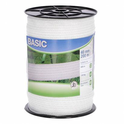 Electric fence tape KERBL Basic  200m, 40mm, 8 x 0,16  / 11-0614