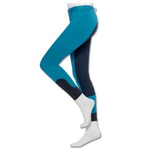 Bryczesy młodzieżowe ELT  Fun Sport z dzianiny, z pełnym lejem  / 32052 Turkus/granat