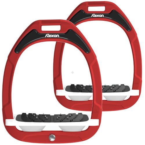 Stirrups FLEX-ON Green Composite - inclined ULTRA grip - red / white / white