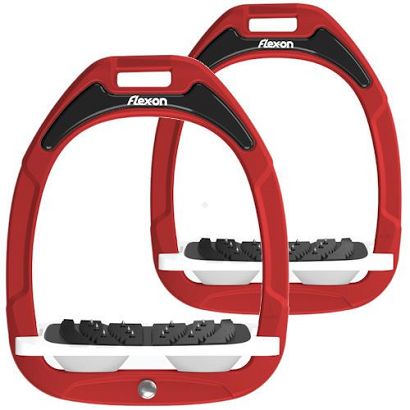 Stirrups FLEX-ON Green Composite - inclined ULTRA grip - red / white / white