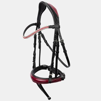 Leather bridle HORZE black and maroon /NNM4D - 3