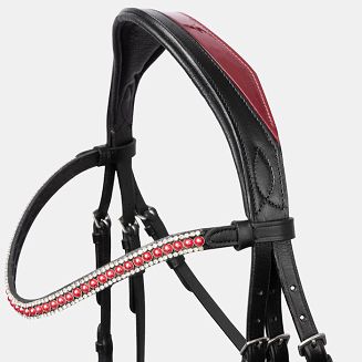 Leather bridle HORZE black and maroon /NNM4D - 4