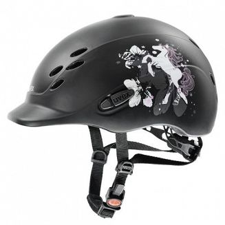 UVEX Kask jeździecki ONYX dziecięcy z atestem VG1 - pony black mat