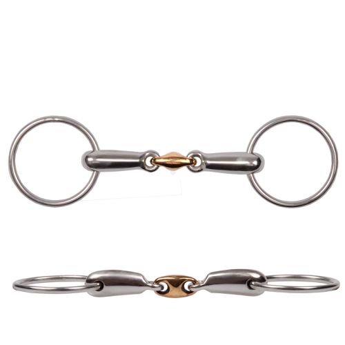Wędzidło zwykłe STALLION NY puste, z łącznikem miedzianym - stal nierdzewna / 15163