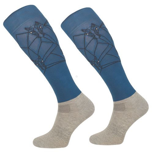 Equestrian functional knee-high socks GEOMETRIC HORSE Petrol / SJF 19