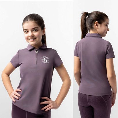 Dziecięca koszulka jeździecka polo HORZE Fay Kids Black Plum / P5PNN