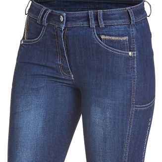 Na obu nogawkach wszyte między szwami, pionowe, wsuwane kieszenie na telefon komórkowy.
Na lewej kieszeni na telefon pionowy, srebrny haft SCHOCKEMÖHLE.