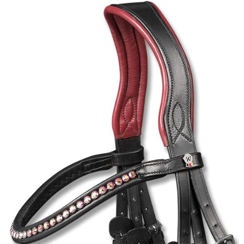 Ogłowie skórzane WALDHAUSEN X-LINE RUBY z nachrapnikiem szwedzkim - black