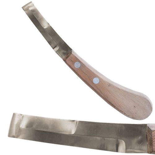 Hoof knife double-sided NC with wooden handle, wide