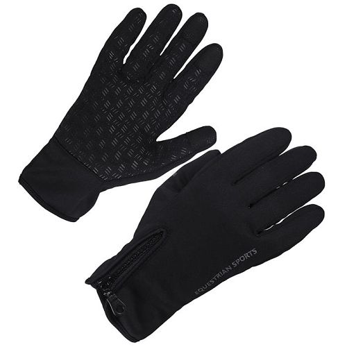 Winter Riding Gloves QHP Vienna, softshell, Black/ 7248