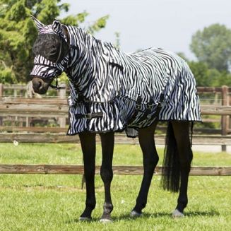 Derka siatkowa QHP ANTI-FLY z kapturem i maską  - zebra