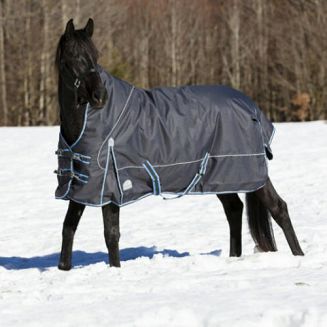 EQUI-THÈME Derka padokowa, przecideszczowa, High Neck  TYREX 1200D nieocieplana - popiel / niebieski