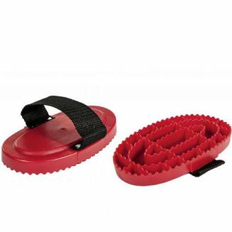 Plastic curry comb HKM - red