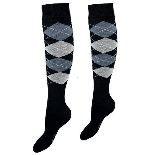 Equestrian Knee-High Socks – ARGYLE / black/grey/ash