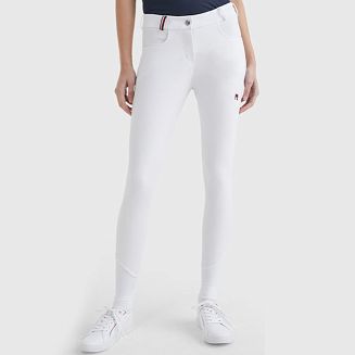 Na dole nogawek wstawka z dżerseju ułatwiająca przełożenie stopy przez dopasowaną nogawkę.