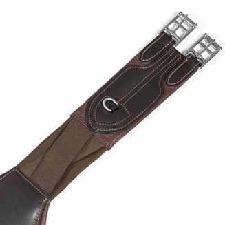 mocna, podwójna guma po obu stronach popręgu ułatwia dociąganie.