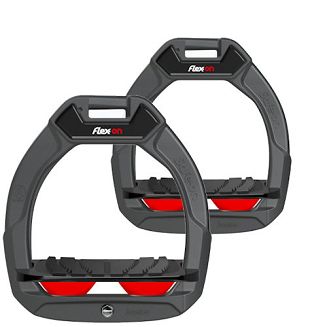 FLEX-ON Strzemiona SAFE-ON JUNIOR - inclined grip - szara ramka, czarna wkładka, czerwone elastomery