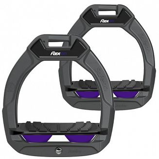 FLEX-ON Strzemiona SAFE-ON JUNIOR - inclined grip - szara ramka, czarna wkładka, fioletowe elastomery