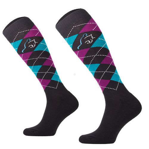 Riding cotton socks ROMBs 20 brown-purple-turquoise / SPDJ