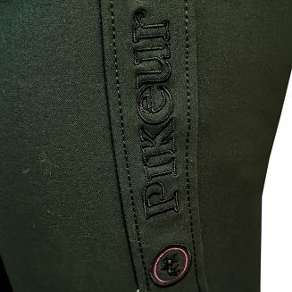 Haftowany napis PIKEUR na lewej nogawce.