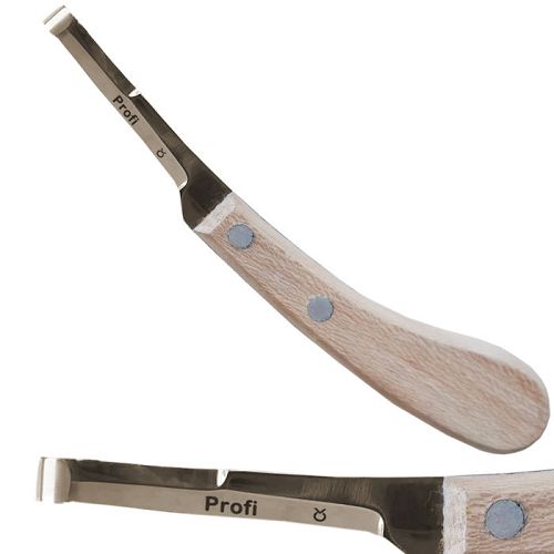 Hoof knife double-sided NC narrow, wooden handle