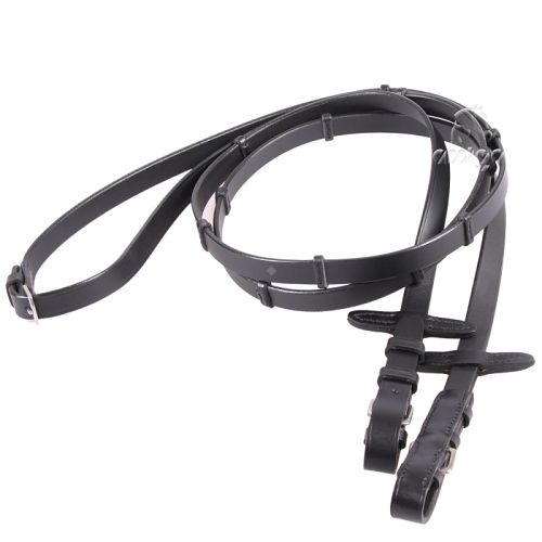 DAW-MAG Wodze skórzane ze stoperami / 17010  - kolor czarny