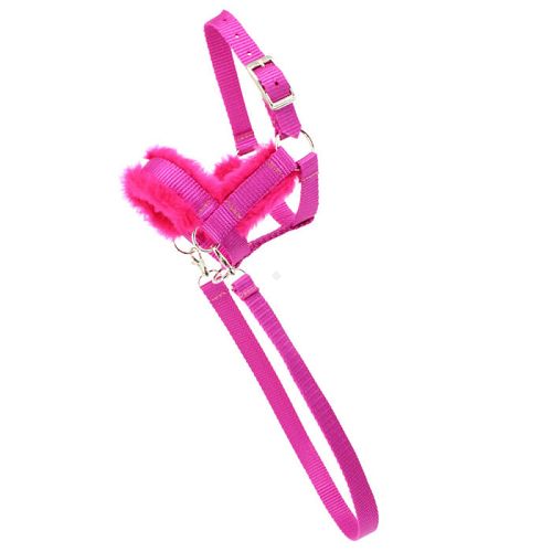 Halter-bridle HOBBY HORSE, lined with fur, with reins, fuchsia