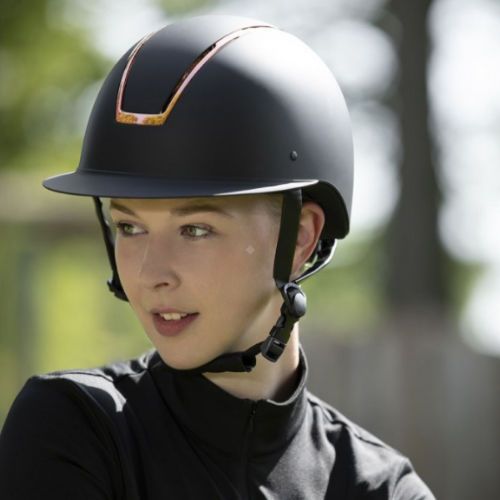 Kask jeździecki HKM LADY SHIELD regulowany z atestem VG1 - black / rose gold