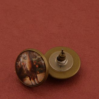 Necklace ear studs OLD FASION with horse's eye / 1244 - 4