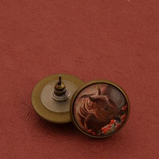 Necklace ear studs OLD FASION with horse's eye / 1244 - 5