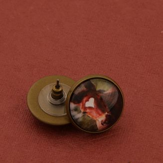 Necklace ear studs OLD FASION with horse's eye / 1244 - 3