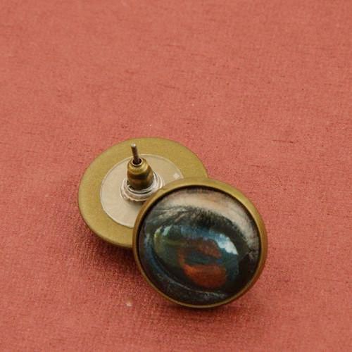 Necklace ear studs OLD FASION with horse's eye / 1244