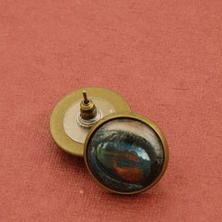 Necklace ear studs OLD FASION with horse's eye / 1244