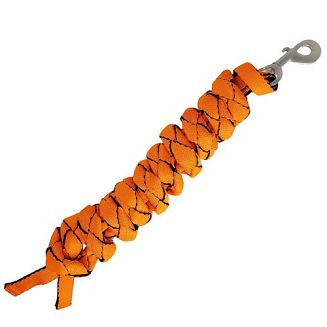 Uwiąz pleciony z taśmy - Fluo z karabińczykiem obrotowym / 25110 Kolor pomarańczowy neon.