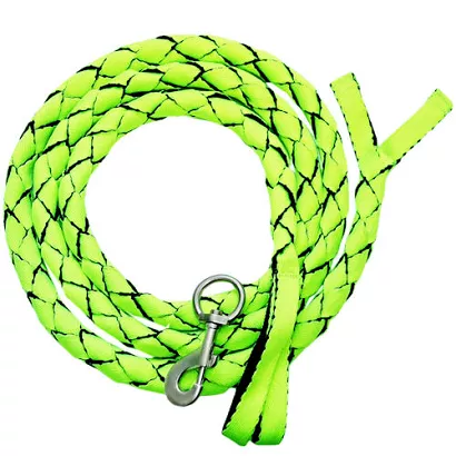 Uwiąz pleciony z taśmy - Fluo z karabińczykiem obrotowym / 25110