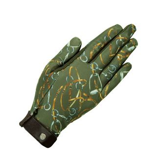 Rękawiczki jeździeckie HKM Allure, Lato 2022 - kolor zielony - olive green