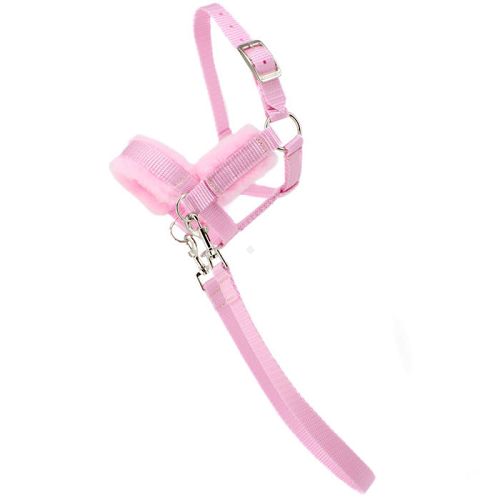 Kantar-ogłowie HOBBY HORSE podszywane futerkiem, z wodzami, jasny róż