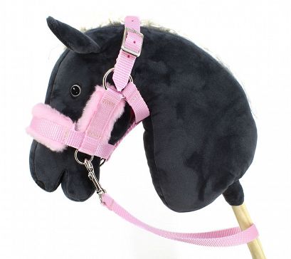 Halter-bridle HOBBY HORSE, lined with fur, with reins, light pink