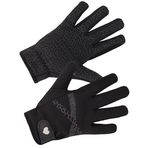 Children’s Riding Gloves  QHP Lize Black-Violet /7346