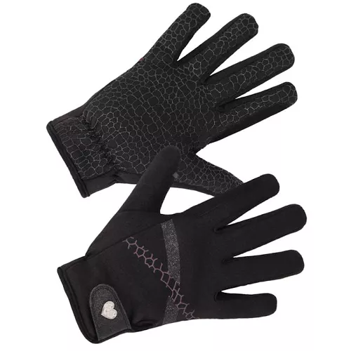 Rękawiczki jeździeckie dziecięce  QHP Lize Black-Violet /7346