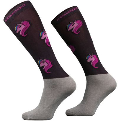 Podkolanówki jeździeckie SPJMW 03 Unicorn, mikrofibra, Black