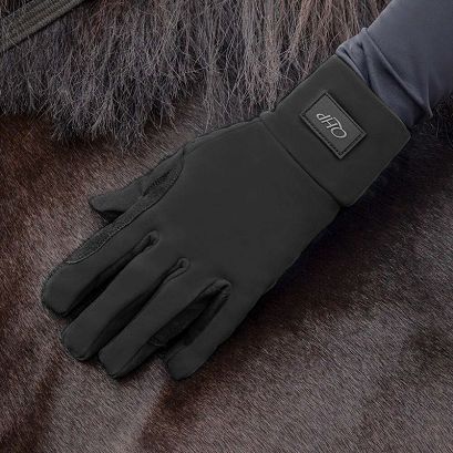 Rękawiczki jeździeckie QHP Avélie, czarne / 7319