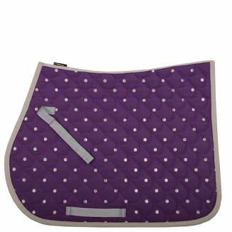 Czaprak bawełniany VS MUSTANG DOTS / 3024 fioletowy w srebrne haftowane kropki