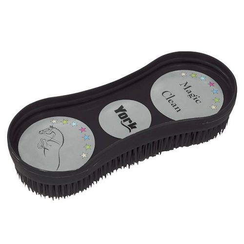 Plastic curry comb – Y Magic Clean horse grooming brush, Black / 2450