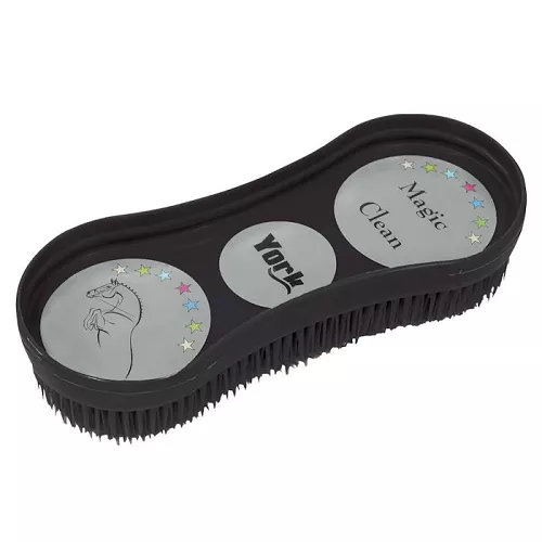 Plastic curry comb – Y Magic Clean horse grooming brush, Black / 2450