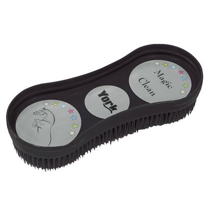 Plastic curry comb – Y Magic Clean horse grooming brush, Black / 2450