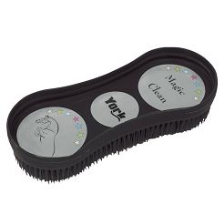 Plastic curry comb – Y Magic Clean horse grooming brush, Black / 2450